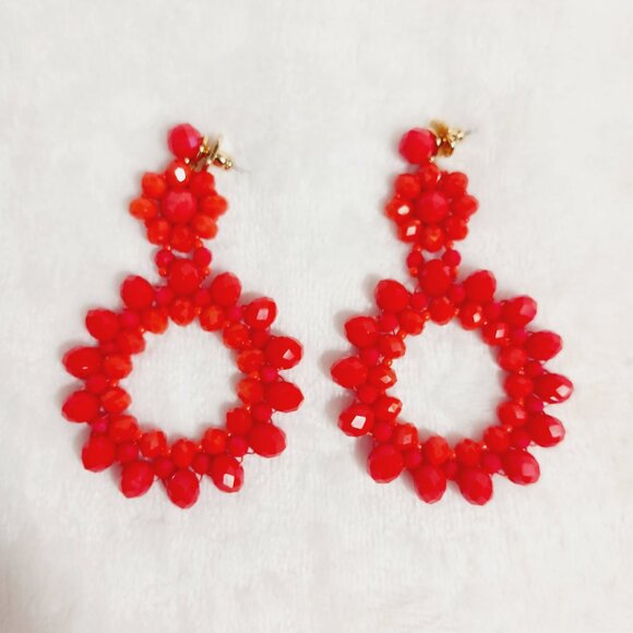 Kate Spade New York Marguerite Beaded Flower Hoop Earrings - Coral Color - Picture 5 of 13